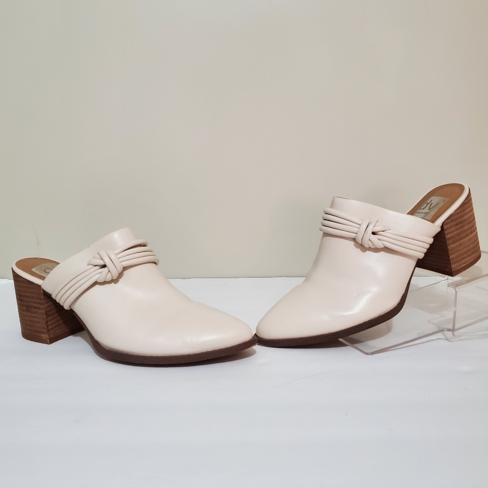 Dolce Vita Tabitha ivory faux leather stacked heel knot accent mule clogs 8.5 - Picture 7 of 15